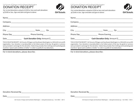 Printable Church Donation Receipt Template