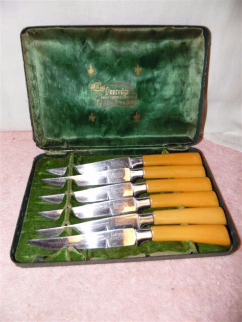 Vintage Set Of 6 Peeredge Regent Sheffield Stainless Steak Knives