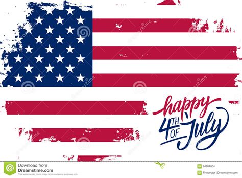 Happy 4th Of July Independence Day Greeting Card With Brush Stroke