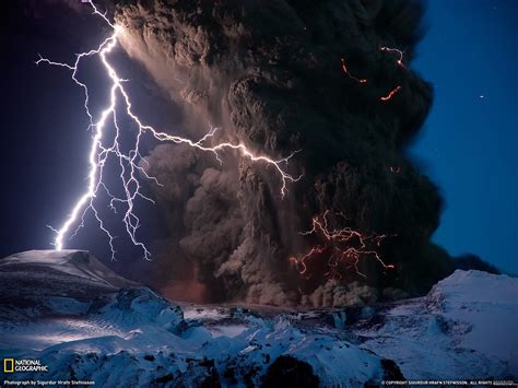 National Geographic Ash Lightning Volcano Wallpapers Hd Desktop