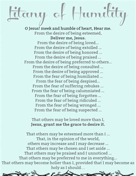 Printable Litany Of Humility Printable Templates