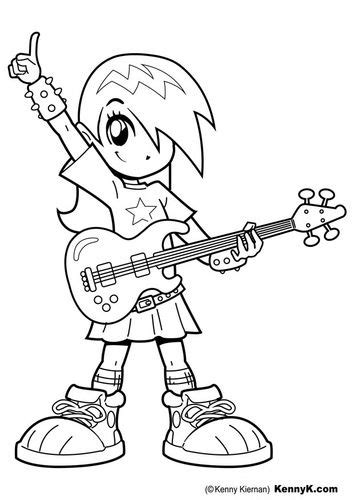 coloring page girl  guitar img  star coloring pages rock star theme coloring pages
