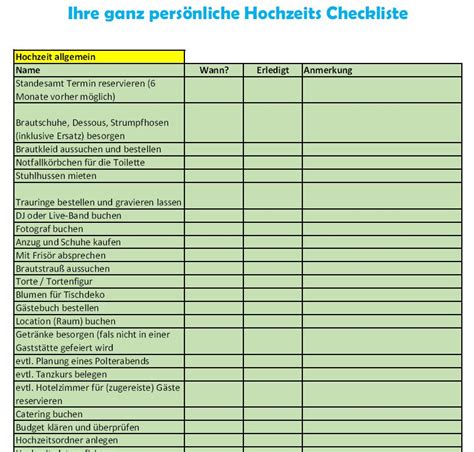 Checkliste Hochzeit Standesamt