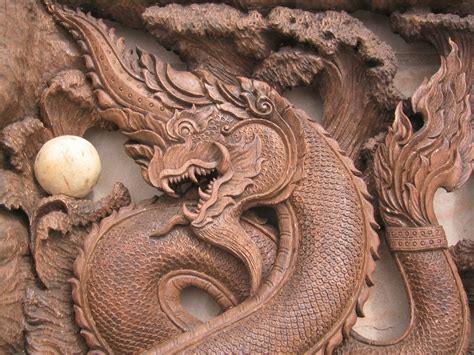 Thai Naga Carving The Detail On The Tail Is A Good Example For What I