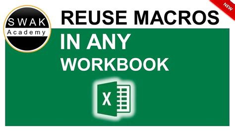 Reuse Macros In Any Workbook Personal Macro Workbook In Excel Youtube