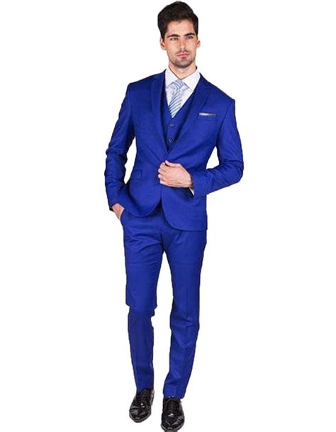 Mens Slim Fit Vested Royal Blue Suit Royal Blue Suit Blue Suit Men