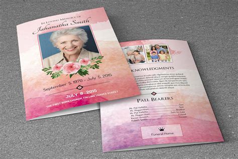 Floral Funeral Program Template Obituary Template Etsy
