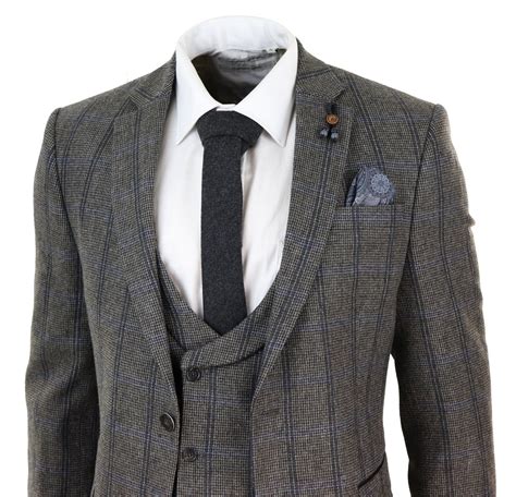 Grey Check 3 Piece Tweed Suit Buy Online Happy Gentleman