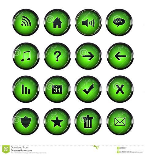 Web Icons Green Dropshadows Stock Illustration Illustration Of Icon