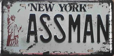 New York Assman Metal License Plate