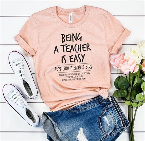 Cute Teacher Shirt Aesthetic Tshirt Being A Teacher Is Easy Etsy