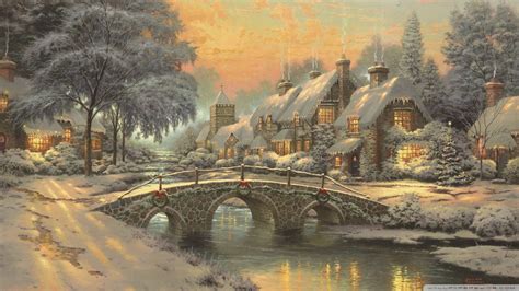 1920x1080 Painting Cobblestone Bridge Bridge Summer Cottage