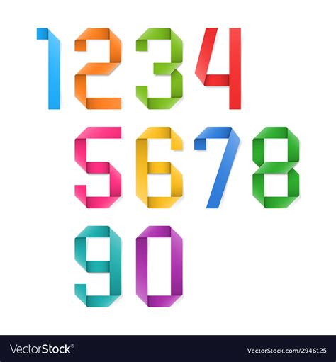 Colorful Origami Numbers Royalty Free Vector Image
