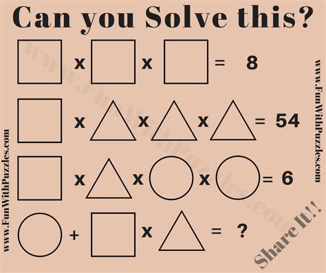 Math Brain Teaser For Students Algebra Problem