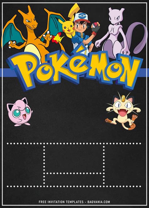 11 Awesome Pokemon Chalkboard Invitation Templates For Boys Birthday