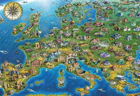 Puzzles are great for all ages; Crazy European Map - 500pc Jigsaw Puzzle by Educa ...