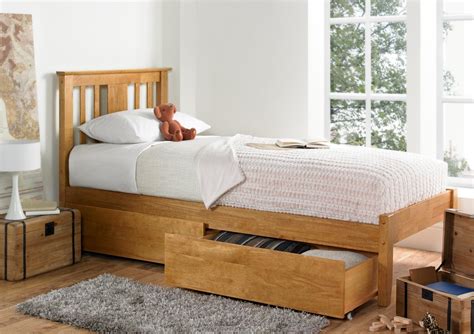 Malmo Oak Finish Solo Wooden Bed Frame Wooden Bed Frames Single Beds With Storage Single