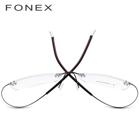 fonex b pure titanium rimless optical glasses men women frameless prescription eyeglasses frame