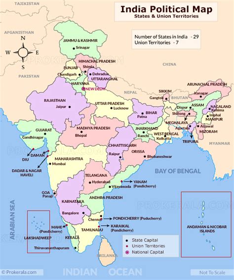 Map Of India With States And Capital Color 2018