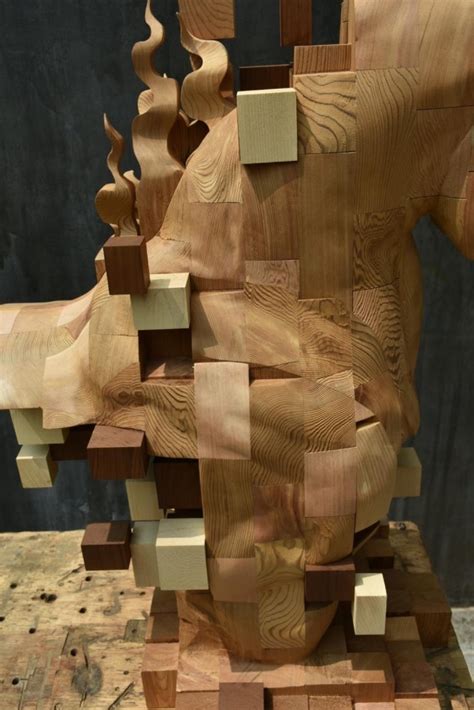 New Dynamic Pixelated Wood Sculptures From Hsu Tung Han