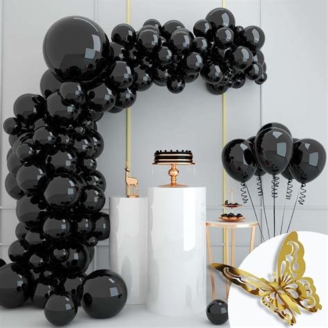 Buy Visondeco Black Balloons 94pcs Black Balloon Garland Kit With