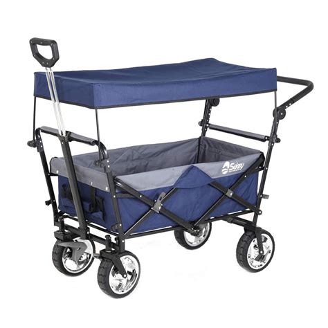 Sekey Folding Wagon With Canopy Collapsible Outdoor Utility Wagon With