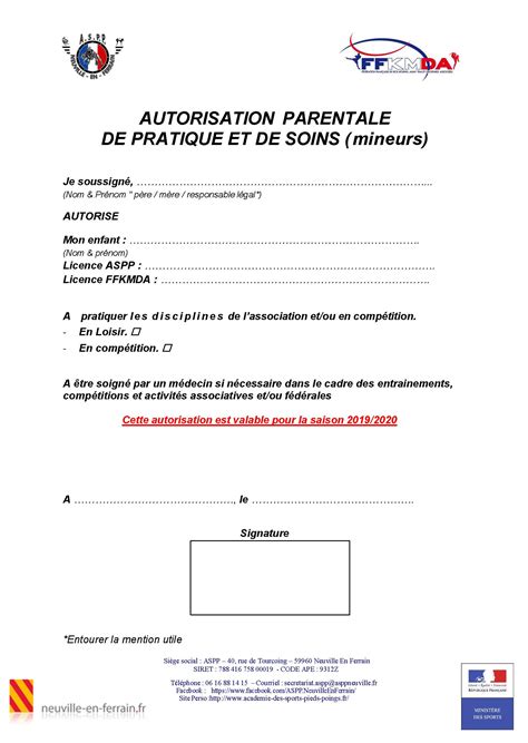 Attestation D Autorisation Parentale Modele De Lettre Type Vrogue