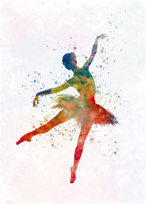 Poster Stampa Classical Ballet Dancer In Watercolor Regali And Merch