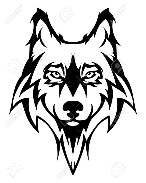 Wolf Face Beautiful Wolf Tattoovector Wolfs Head As A Design Element