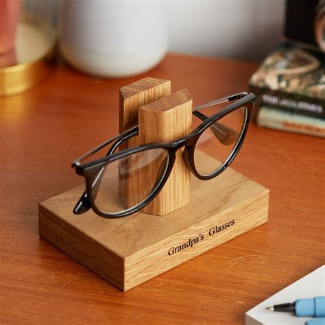 Solid Oak Personalised Glasses Stand By Mijmoj Design