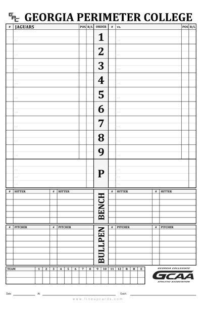 Baseball Lineup Card Template Free Download Baseball