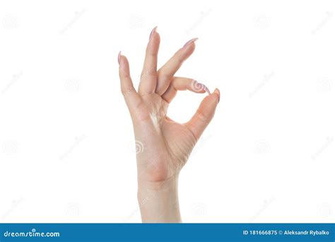 Beautiful Female Hand Gesturing Okay Symbol Isolated On White