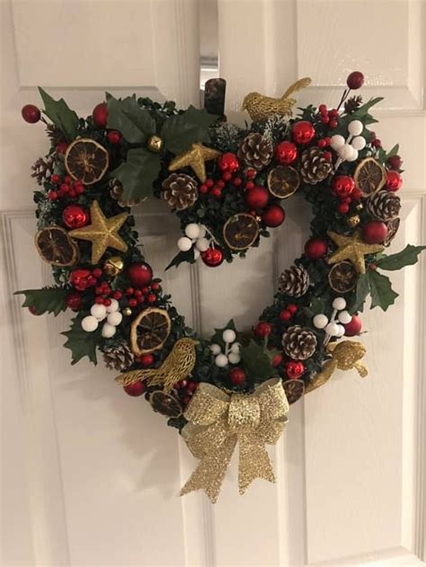 Woman Makes Beautiful Heart Shaped And Home Made Christmas Wreath For £