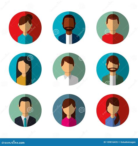 People Avatars Social Media Characters Round Icons Stock Vector