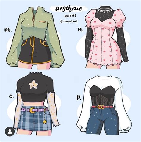 Four Different Types Of Clothes Are Shown In This Drawing Style With