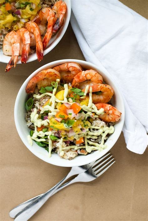 Roasted Shrimp Rice Bowl With Roasted Pineapple Salsa 5 Rice Bowl
