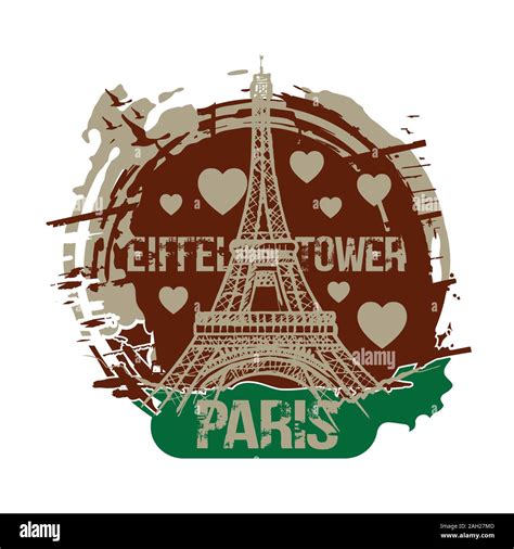 Paris France City Design With Love Hearts And Eiffel Tower Hand