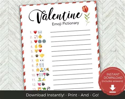 Valentines Day Candy Heart Emoji Pictionary Game Virtual Or Printable V