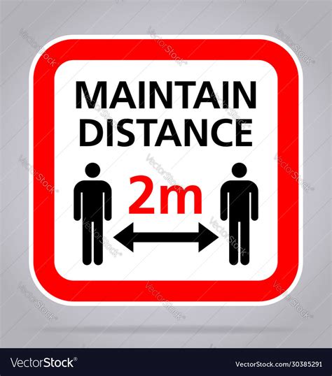 Maintain Distance 2m Sign Square Royalty Free Vector Image