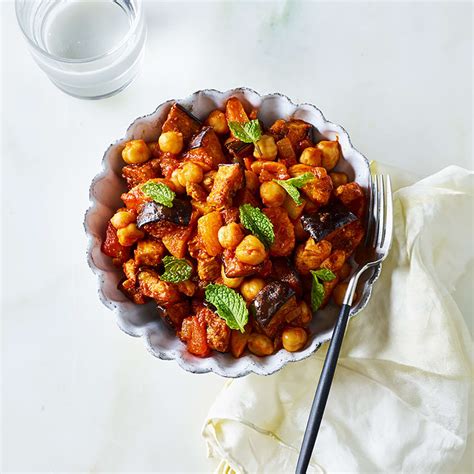 Moroccan Chicken Tagine With Eggplant Peppers And Chickpeas Recipes