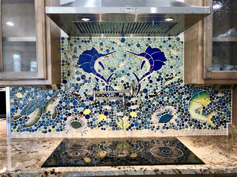Sailfish Custom Mosaic Kitchen Backsplash Mosaic Backsplash Kitchen