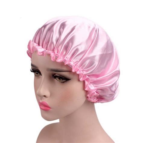 Buy New 1pc 10 Color Women Shower Satin Hats Colorful Bath Shower Caps Hair
