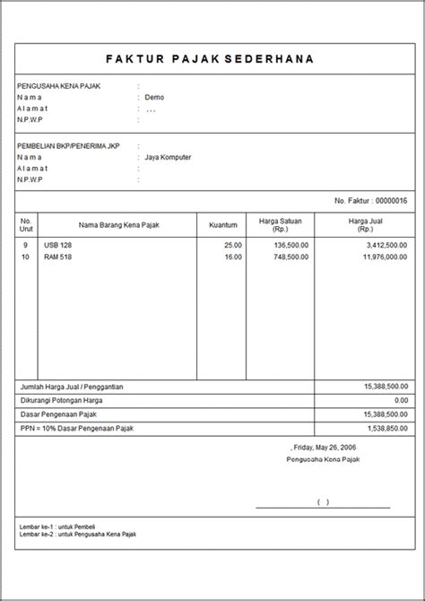6 Macam Contoh Faktur Pajak Yang Sering Digunakan