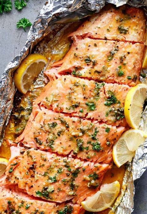 Fold the sides of the foil over the salmon to cover and completely seal the packet closed so the butter does not leak. HONEY GARLIC BUTTER SALMON IN FOIL | Honey Garlic Butter ...
