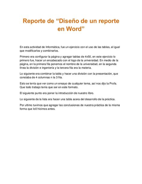 Reporte De Como Crear Un Reporte Un Word
