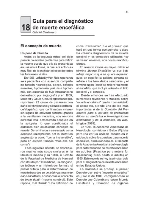 El diagn´ostico de la muerte encefalica en latinoame rica. (PDF) Guía para el diagnóstico de muerte encefálica ...