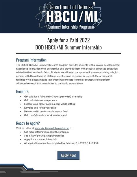Apply For Department Of Defense Hbcu Summer Research Program The