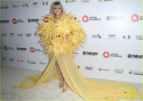 Heidi Klum Wears Feathered Frock To Elton Johns Oscars Party 2023 With