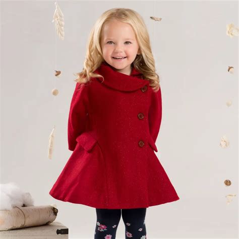 2017autumn Winter 33wool Red Christmas Coat Child Kids Baby Girl Wool