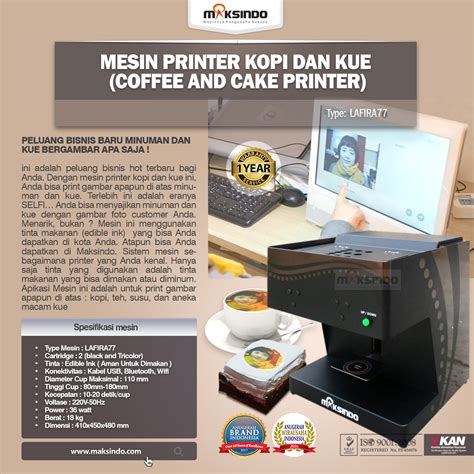 Melaka cukup sinomin dengan terkenalnya masakan asam pedas. Jual Mesin Printer Kopi dan Kue (Coffee and Cake Printer ...